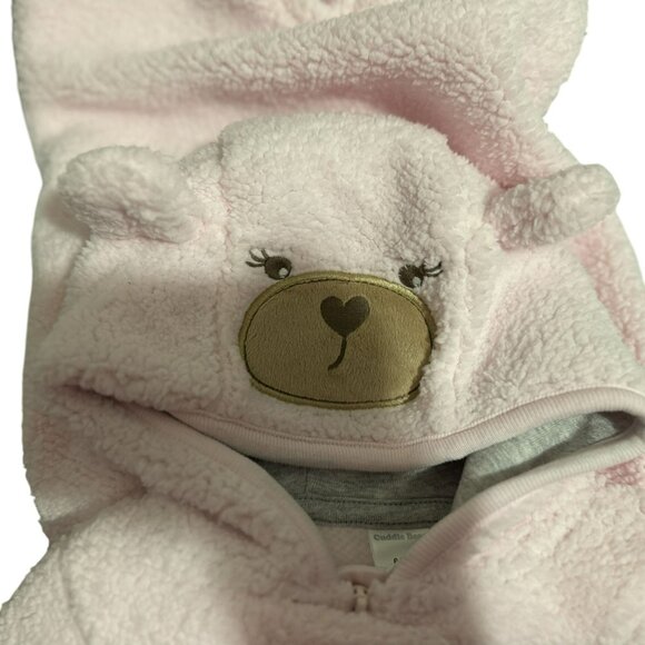 NEW Cuddle Bear Infant Girls Pink Fleece Zip Front Bunting Footed Sleeper 6 Mo - Picture 4 of 6